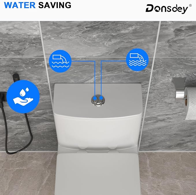 One Piece Toilet 12'' Rough Inch- White Ceramic Compact Toilets with 15.9" Soft Close Chair Seat 1.1/1.6 GPF Water Saving Dual Flush Easy to Clean Toilet Bowl 13.6''x28.3''x24.8''