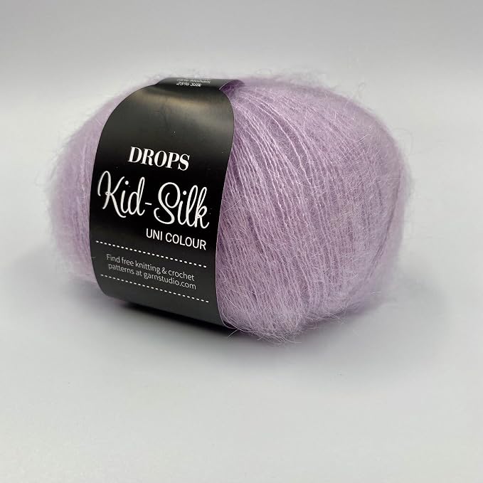 Drops Mohair and Silk Yarn Kid-Silk, 0 or Lace, 2 Ply, 0.9 oz 230 Yards per Ball (09 Light Lavender)