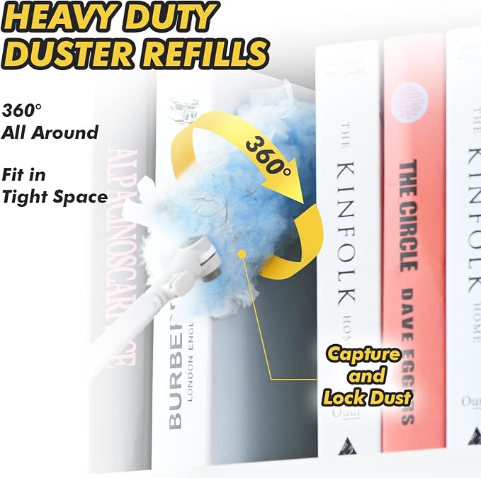 6 ft Extendable Duster Handle with 10 Refills, Compatible with Swiffer, Disposable Microfiber Dusting Pads for Home Cleaning, Ceiling, Fan, Window, Hard-to-Reach Areas
