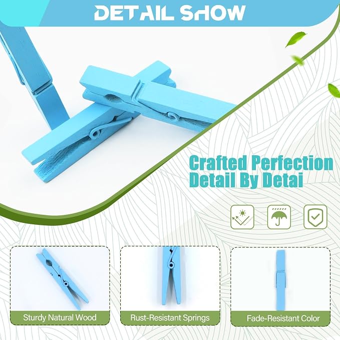 100 Pcs White Clothes pins - 2.9 Inch Wooden Clothespins Cheer Clips | Vibrant for Crafts Classroom Decorations Clothing Pictures Laundry Solid Wood No Splinters Fade‑Proof