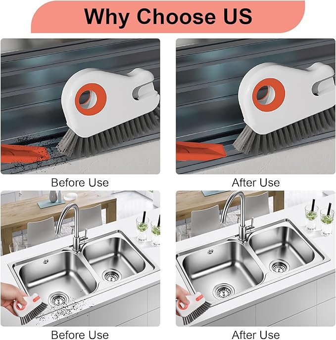 2 Pcs 2 in 1 Window Track Cleaner, Groove Cleaning Brush | Effective window sill cleaner for sliding door tracks and glass door grooves, home, bathroom, kitchen, and narrow crevices