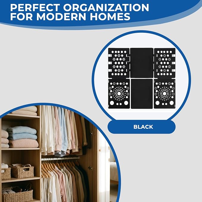 3 Pack Shirt Folding Board Laundry Organizer, Clothes Folding Board, Laundry Folding Table, Plastic Durable Fast Easy Magic Flip T Shirts Dress Pants Towels Adult (Black)