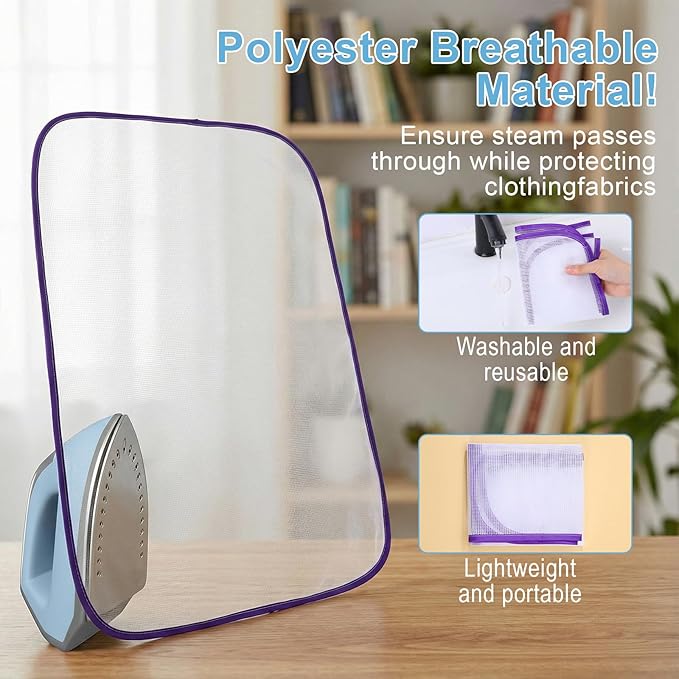 3 Pcs Press Cloth for Ironing, Ironing Cloth, Pressing Clothes Mesh Protective Pads in Blue Purple and Green Colors for Various Fabrics and Garment Care