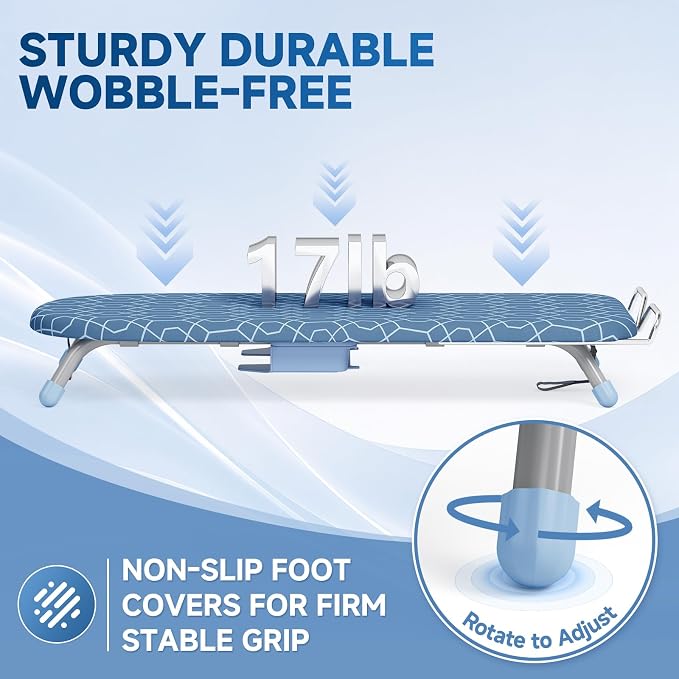 Small Ironing Board, Tabletop Iron Board with Iron Rest & Holder | 12 x 32 inchs, Mini Iron Board with Iron Rest, Non-Slip Feet, Suitable for Laundry Rooms, Bedrooms, Dormitories, Travel