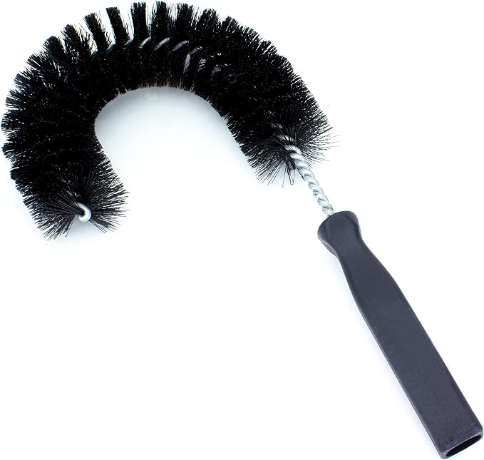 SPARTA Plastic Hook Dusting Brush, Clean-In-Place, Galvanized Wire with Threaded Hole for Dusting Surface of Curved Drains and Pipes, 11.5 Inch Length, Black
