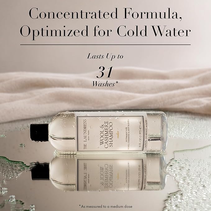 The Laundress Wool & Cashmere Shampoo, Cedar Scent, 31 Loads, Pack of 1 | Concentrated Luxury Laundry Detergent, Cold-Water Hand or Machine Wool Wash for Delicate Merino, Mohair & Knit Blends