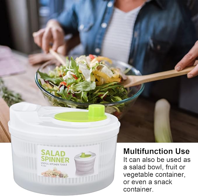 3L Salad Spinner Vegetable Dryer Manual Fruit Washer with Bowl Colander - Veggie Drainer Strainer for Lettuce Spinach