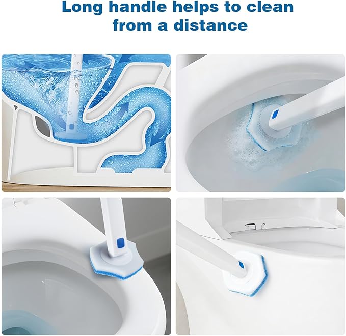 Disposable Toilet Brush with 48 Refills,Cleaning wand,No-Touch Hygienic Cleaning System
