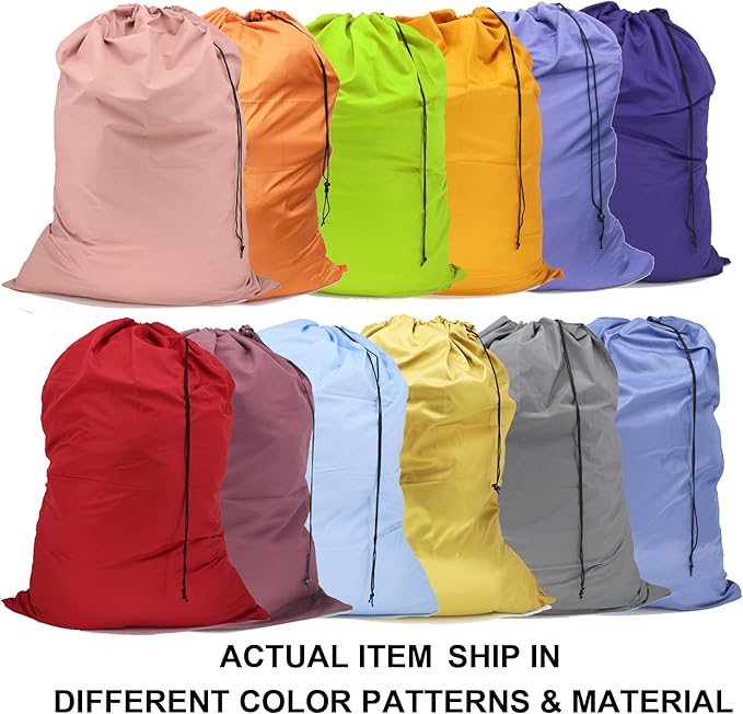 Extra Large Laundry Bag 30"x40" – 12 Pack Mixed Color Drawstring Bags for College, Dorm, Family – Color-Coded Laundry Sorting Set, Machine Washable