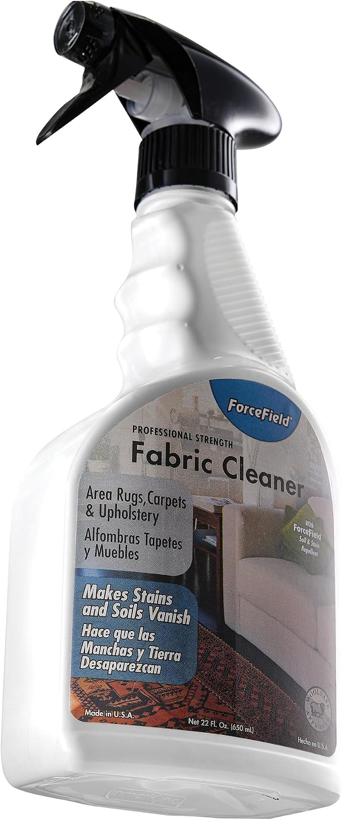 ForceField® Fabric Cleaner Professional Strength, Deeply Penetrates Water Safe Fabric & Fibers of Upholstery, Clothing, Rugs & Carpeting - 22oz