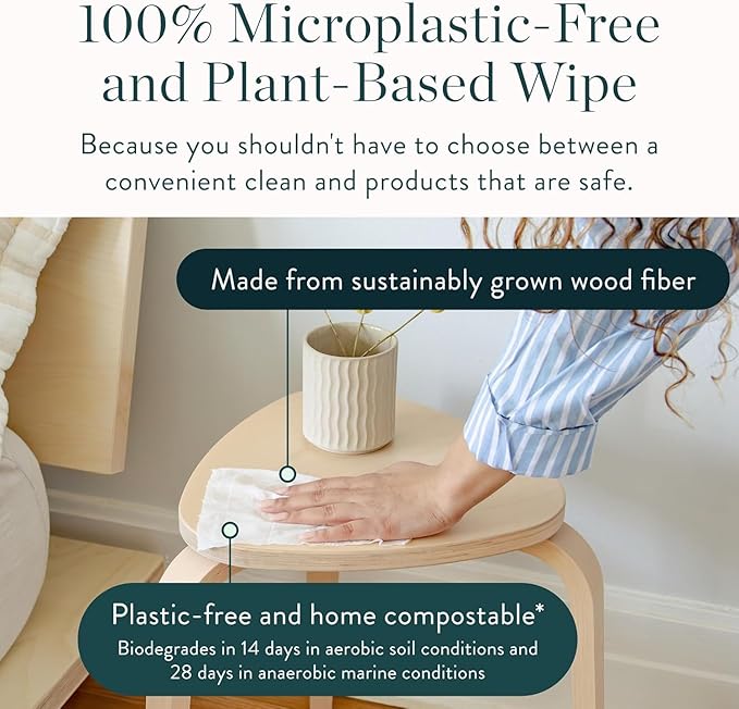 Biom All-Purpose Cleaning Wipes Refill (8pk x 60ct Each) - Biodegradable, All Natural, Plant-Based, Non-Toxic Wipes for Home & Travel - Kid & Pet Friendly (Santal)