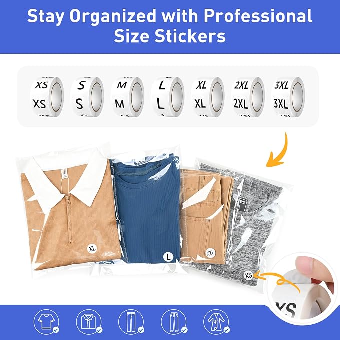 BoxLegend Shirt Folder Board with 11x14 T Shirt Bags and 7 Sizes Stickers | Perfect folds every time, Professional packaging, Perfect for small businesses