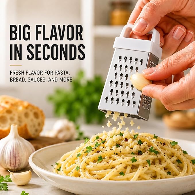 HIC Kitchen Mini Garlic Grater Slicer, Stainless Steel, Set of 2