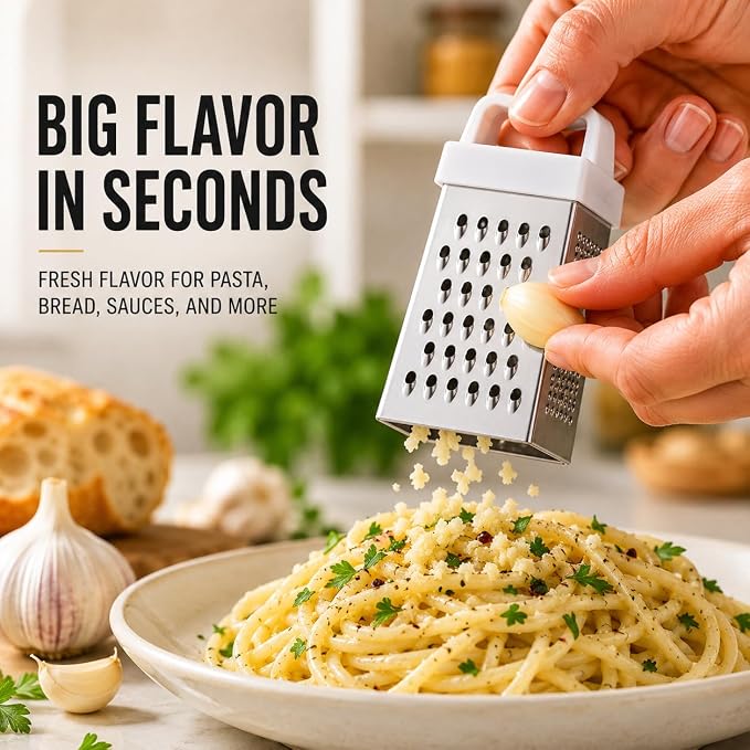 HIC Kitchen Mini Garlic Grater Slicer, Stainless Steel