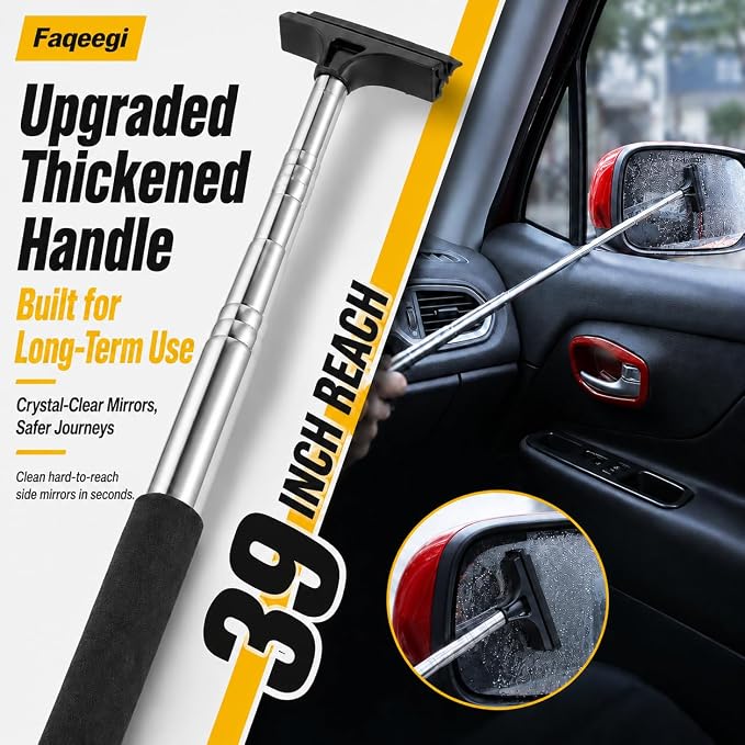 7-in-1 Windshield Squeegee Kit 180° Rotatable Cleaner | Lint Streak Free Pads, Extendable Scratch-Free Build, Car Home Dual Use, Blind Spot Clear, Storage Bag, Car Owner Gift