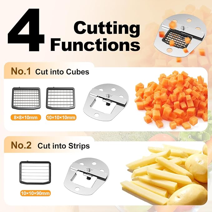 4-In-1 Electric Vegetable Chopper, 200W Vegetable Slicer Food Processor, Veggie Food Cutter With Slicing Shredding Dicing And Striping Function For Commercial Home Use,110V