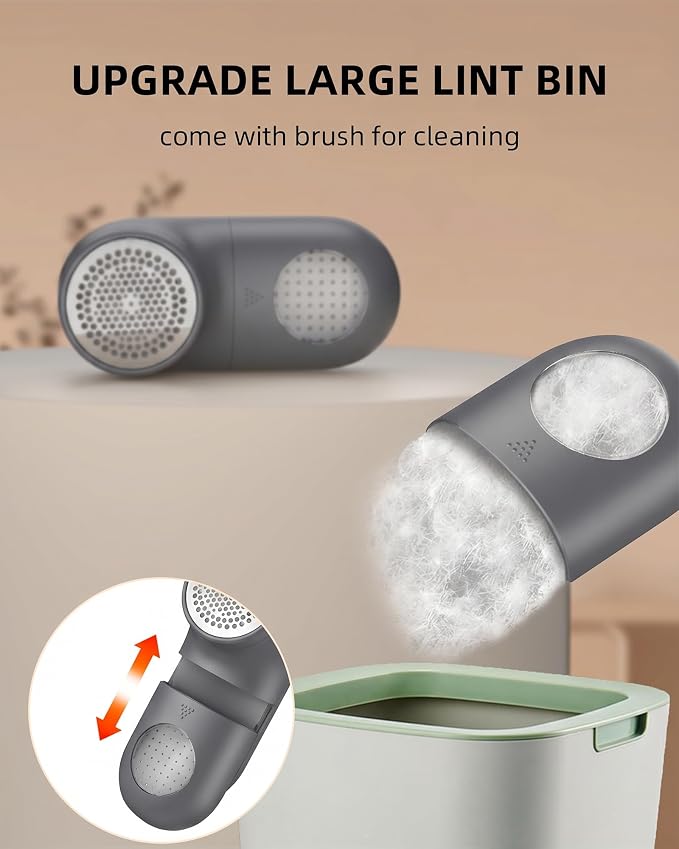 Fabric Shaver Lint Remover for Clothes, Portable Sweater Defuzzer | Rechargeable with LED Display, 3 Speeds, 2 Extra 6-Blade Heads, Removes Lint, Fuzz Fabric Pills from Clothing and Fabrics