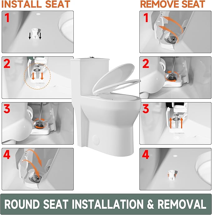 Compact Modern Tall Toilet 19 Inch for Seniors, Powerful Tornado Flush Skirted High Toilet for Small Bathroom, One Piece Toliet Dual Flush 1.0/1.28 GPF, Comfort ADA Bowl Heigh 18.3 Inch, White