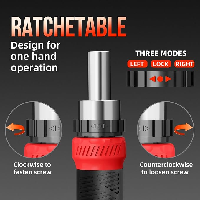 26-in-1 Ratcheting Screwdriver Set Multi Screwdriver Tool Kit | All in 1 Ratchet Screwdriver, 12 Double Ended CRV Bits Phillips Slotted Torx Hex, Portable Tool for Home Bike Computer Repair