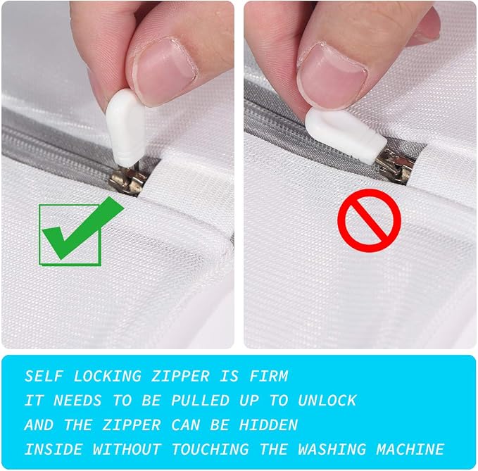 SUERIV Laundry Mesh Bag-Heavy Duty Fine Mesh Wash Bag for Washing Machine-Supper Zipper Net Laundry Bag for Travel,Lingerie,Sweater,Garment,Undergarment （1M+2L）