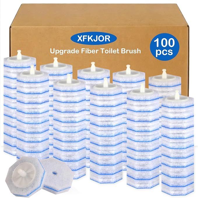 100 Count Toilet Bowl Wand Refill for Clorox - Upgrade Fiber Toilet Bowl Brush Compatible with Clorox Toilet Brush, Toilet Scrubber Refill with 5X Cleaning Power, Toilet Bowl Cleaners