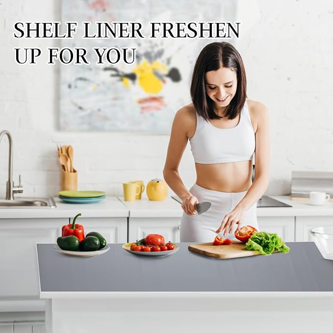 Beautysaid Shelf and Drawer Liner for Kitchen Cabinet Non Adhesive Non Slip | Shelf Paper Waterproof Washable Thickened for Dresser Pantry Shelve Bathroom Protector Liner(Gray,12 in x 30 FT)
