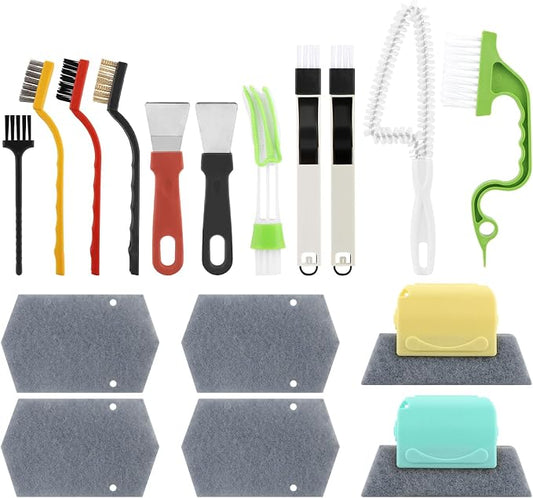 Window Sill Cleaner Tool, 13 Pcs Window Track Cleaning Tools Set, Deep Clean Groove Gap Cleaning Brush Kit for Window Tracks, Sliding Doors, Tile Lines, Car Vents, Keyboards