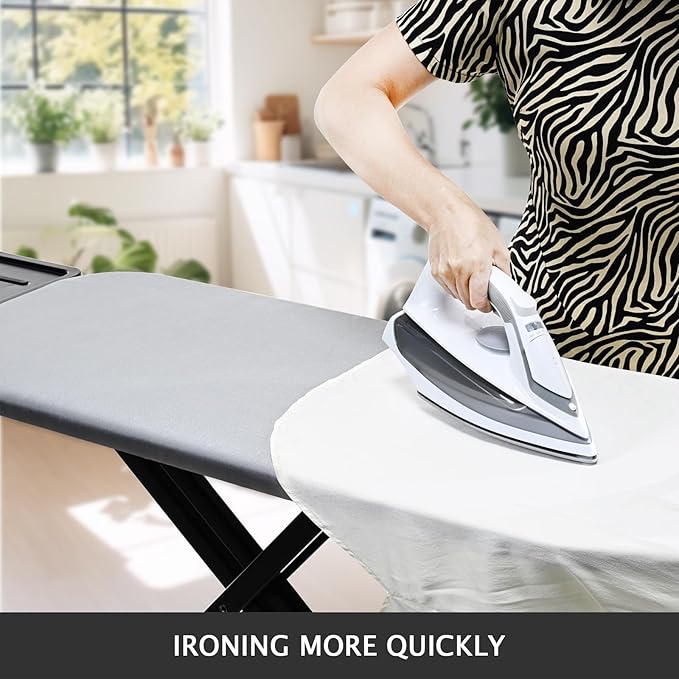 SheeChung Ironing Board Cover and Pad 19x51,Thick Cotton Cover,Scorch and Stain Resistant Iron Board Cover with Padding,Extra Large Iron Covers with Adjustable Fasteners and Velcro,Silver Grey