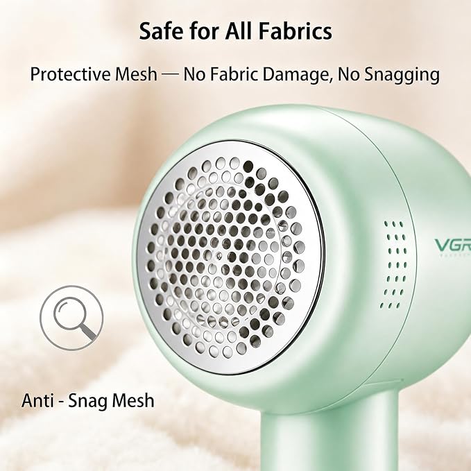 VGR 813 Rechargeable Fabric Shaver,6-Blade Lint Remover,Green | Cordless Clothes Lint Remover for Sweaters, Blankets, Couch, at home or while traveling