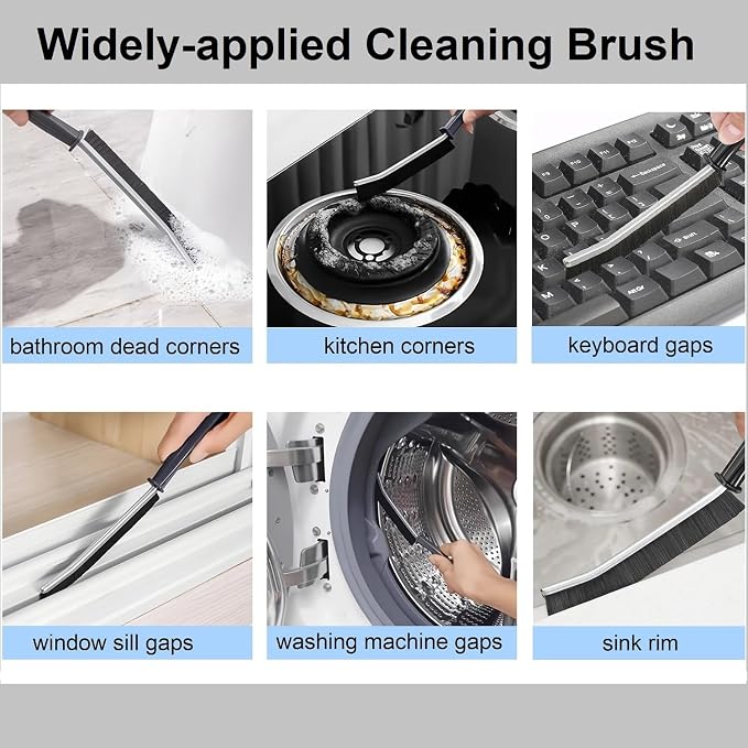 5 Pcs Hard Bristle Crevice Cleaning Brush - Crevice Cleaning Brushes for Household Use, Multifunctional Corner Gap Cleaning Brush Tool Grout Cleaner Brush for Kitchen Bathroom Window Track