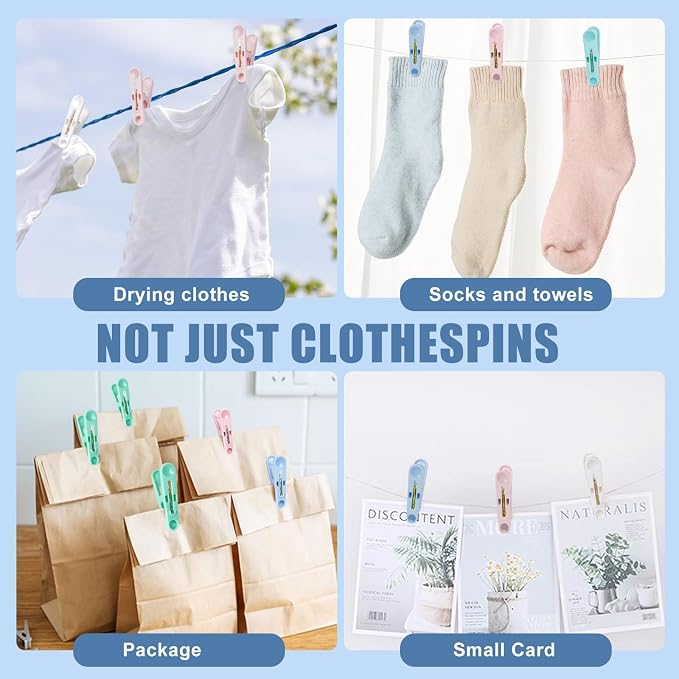 32Pcs Colored Clothes Pins Plastic Laundry Clips,Package Clips | Whether you're hanging clothes to dry, organizing your closet, or sealing bags of snacks, . Clothes Pins