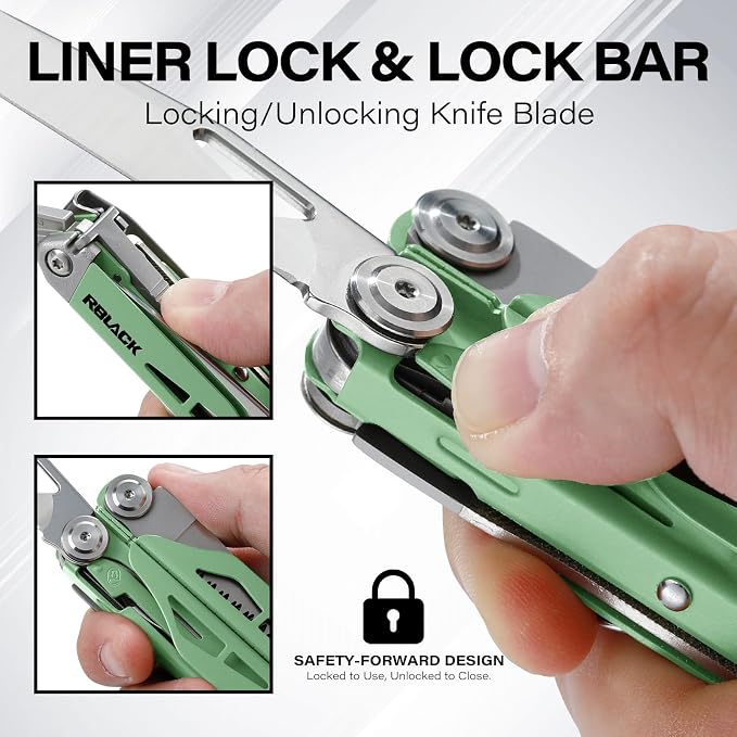 Pro-Grade 21-in-1 Multitool with Pliers & Tungsten Carbide Cutters | Spring Scissors, Window Breaker, Serrated Blade – Heavy Duty EDC Tool for Emergency, Hunting, Fishing, DIY, Mint Green
