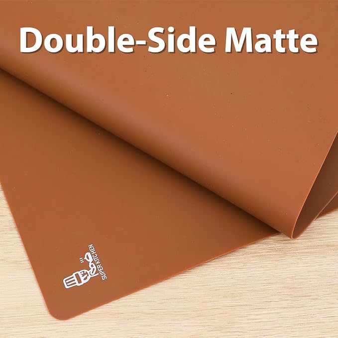 Super Kitchen Food Grade Silicone Extra Large Pastry Mat Baking Mat 23.4 By 15.6 Inches Chocolate