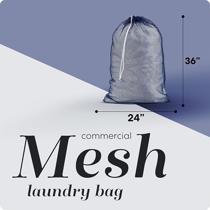 Handy Laundry Mesh XL Laundry Bag - Durable, Machine Washable with Secure Drawstring Closure - Perfect for College Dorms, Laundromats, Apartments (Navy, Large 24" x 36") | XL 24x36 Mesh Laundry Bag, Secure Drawstring, Heavy Duty, Machine Washable, for ...