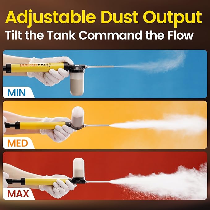 Diatomaceous Earth 4 FT Long Reach Pump Powder Duster Applicator Sprayer | Safe Distance Dusting•No More Sore Hand•Adjustable Powder Output•Clog-Resistant•Comply with Delta, Cimexa, Tempo,Seven Dust