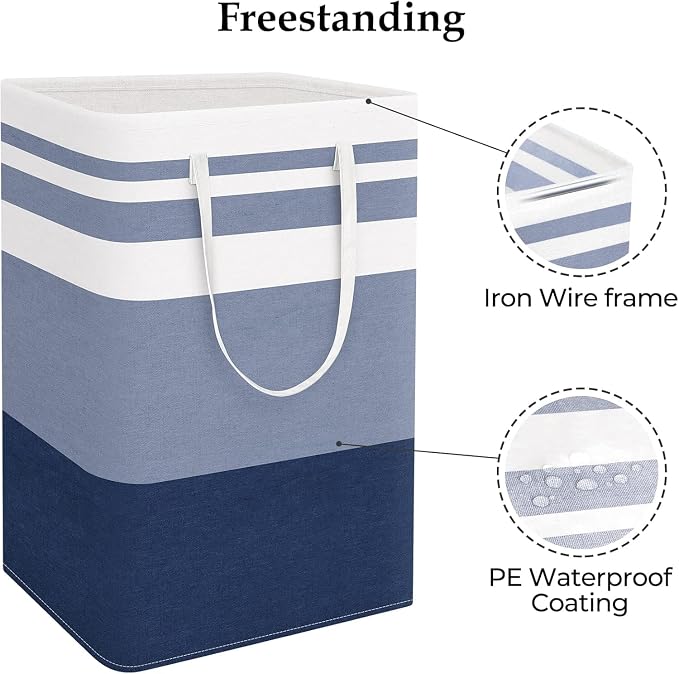 StorageRight Laundry Basket Hamper Large Collapsible Laundry Hamper with Easy Carry Handles，Freestanding Clothes Hampers for Laundry, Bedroom, Dorm, Clothes, Towels, 75L, Gradient Blue | Freestanding Clothes Hampers, Foldable design, with Easy Carry Ha...