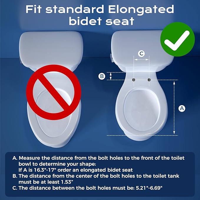 Clirass Round Heated Toilet Seat with Night Light, Three Temperature Settings Heated Seat,70 in Power Cord, Fit Round Toilet, Cold Water Bidet Function Toilet Seat With Slow Close