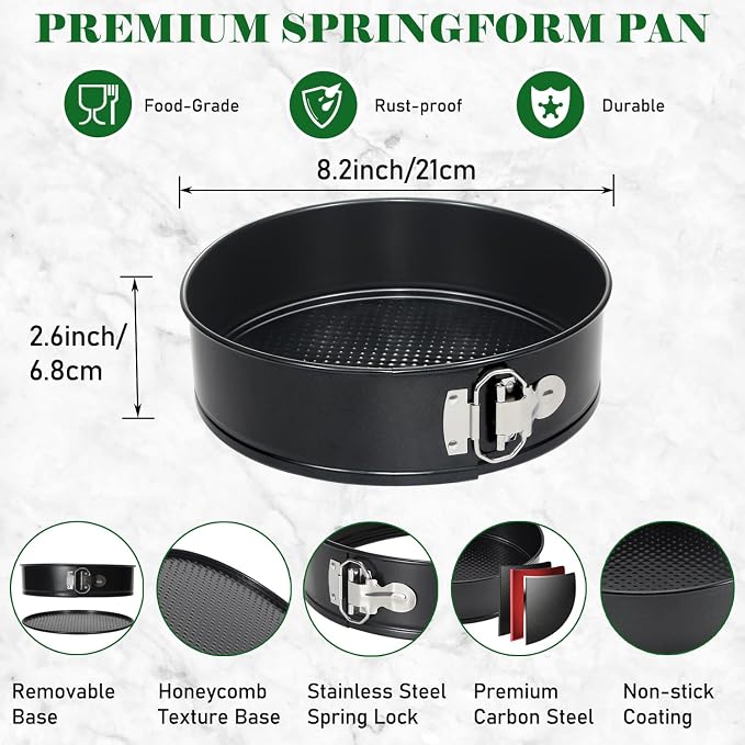 Tellshun 8 Inch Non-stick Springform Pan with 50 Pcs Parchment Paper Cheesecake Pan with Removable Bottom Baking Mold Round Leakproof
