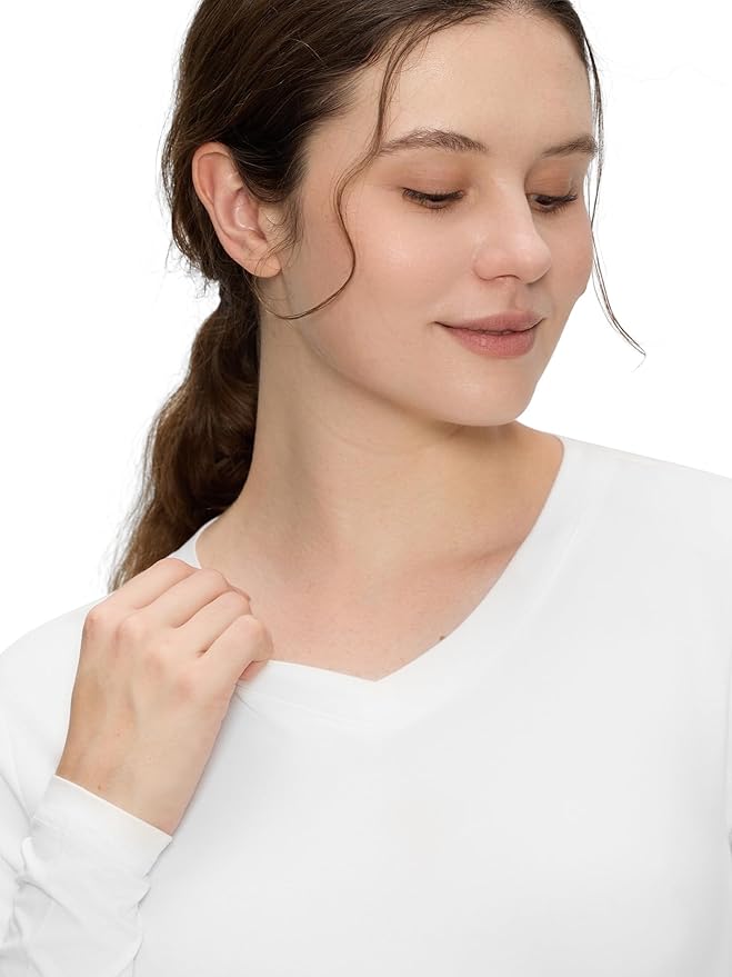 COZYFIT Women’s Underscrub Tee, V-Neck Long Sleeve Undershirt | Soft & Easy Care Fabric, Slim Fit, Smooth Touch, Comfort V-Neck Tee, Machine Wash, Multiple Sizes for Choose