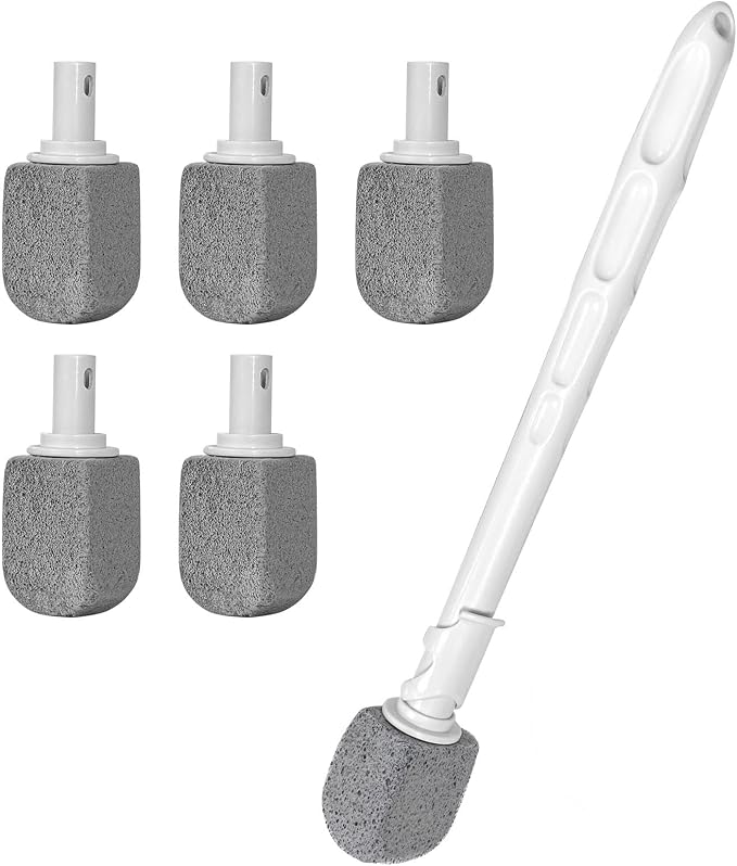 Upgrade Pumice Stone Toilet Bowl Cleaner for Toilet Bath Kitchen Household Cleaning,16.7Inch Bathroom Cleaner Brush Toilet Wand+ Pumice Stones (5 Pack)