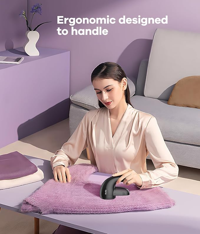Ruidla Lint Remover, Fabric Shaver for Clothes and Furniture | Sweater Shaver with 6-Leaf Blades & Safety Lock, Lint Shaver Fabric Shaver 4 Times Efficiency to Remove Pilling(Black)