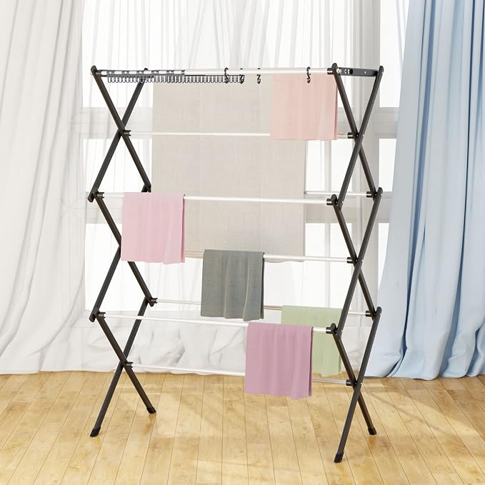 Foldable Drying Rack Clothing Clothes Drying Rack White-1pack | Collapsible Dryers for Laundry - 40" x 28.8" x 14.2", Space Saving Indoor&Outdoor