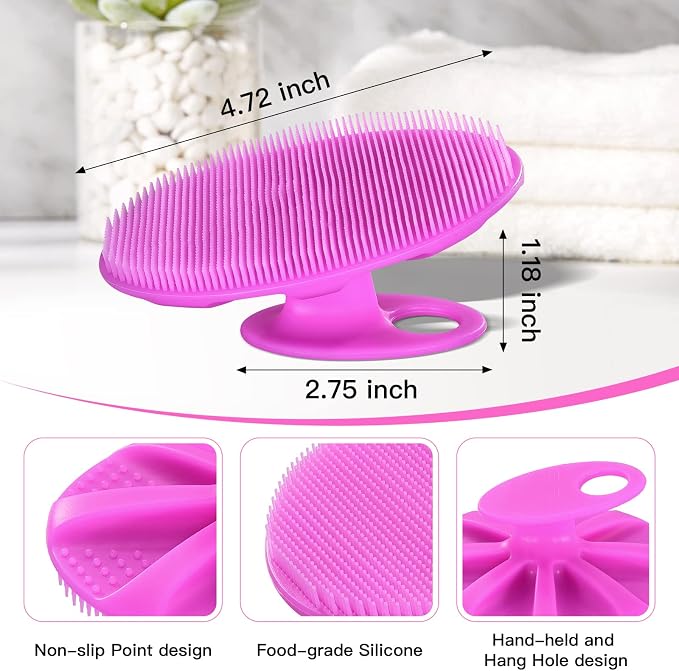 INNERNEED Silicone Body Cleansing Brush Exfoliating Scrubber, Purple | Gentle Massage, Deep Clean, Hygienic Shower Scrub Brush Soft Bristles for All Skin Types, Easy to Hold