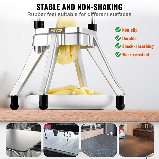 Happybuy Commercial Vegetable Fruit Chopper 1/4" Blade Heavy Duty Professional Food Dicer Kattex French Fry Cutter Onion Slicer Stainless Steel for Tomato Peppers Potato Mushroom