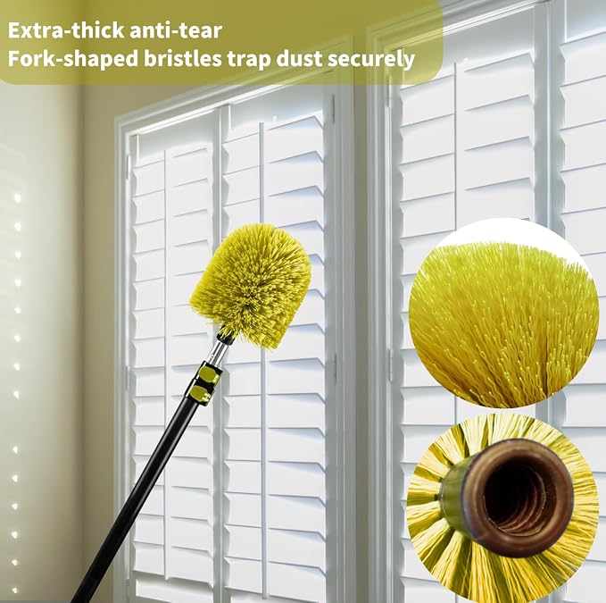 2 Pack Screw on Webster Cobweb Duster Head for Pole,Spider Web Remover Brush, Cobweb Duster Head Attachment,Fits Standard 3/4 inch Threaded Poles(Big, Green)
