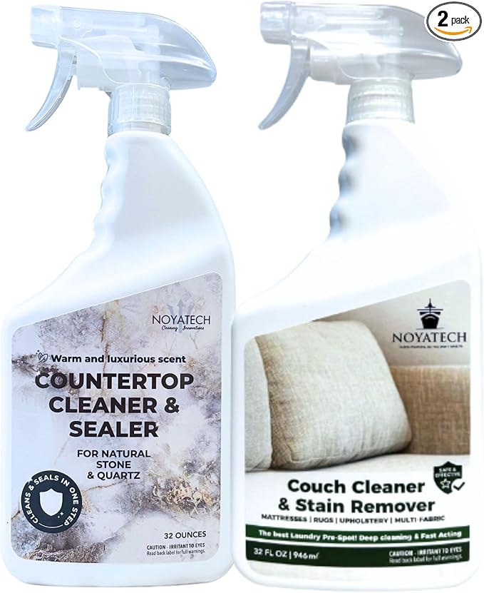 NOYATECH Couch Cleaner and Granite Countertop Sealer Bundle, 2 x 32 oz