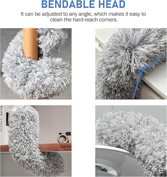 SetSail Dusters and Gap Duster with Extension Pole for Cleaning,Gray | 100-inch Extra-Long,Bendable Microfiber Head,Washable,Ceiling Fan Cleaner Duster,for High Ceilings, Floor