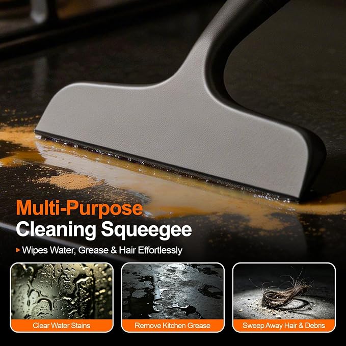 Window Squeegee for Shower Doors, Bathroom, Mirror, Black