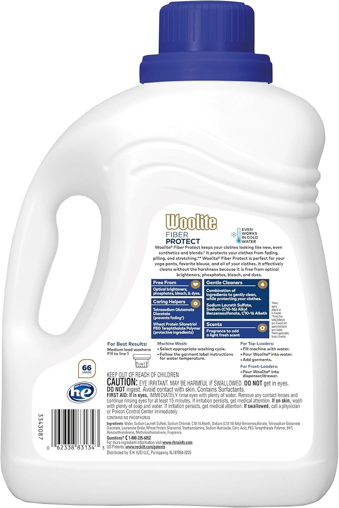 Woolite Damage Defense Liquid Laundry Detergent – Protects Clothes from Stretching & Pilling, 66 Loads, 100oz