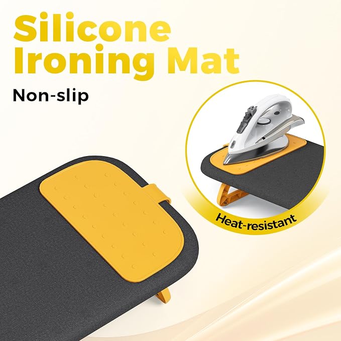 KINGBOARD Small Ironing Board with Iron Holder,12x32 Black & Orange | Tabletop Ironing Board with Heat Resistant Cover, Foldable Mini Iron Board with Non-Slip Feet, Easy Storage for Travel & Dorm